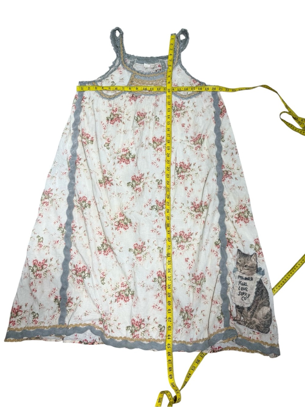 Magnolia Pearl FLORAL CLEMENTINE SLIP 143 in Postcards Kitten Appliqué Dress OS - Picture 6 of 12